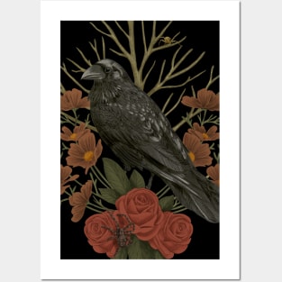 Dark Ravens, Roses & Spiders Posters and Art
